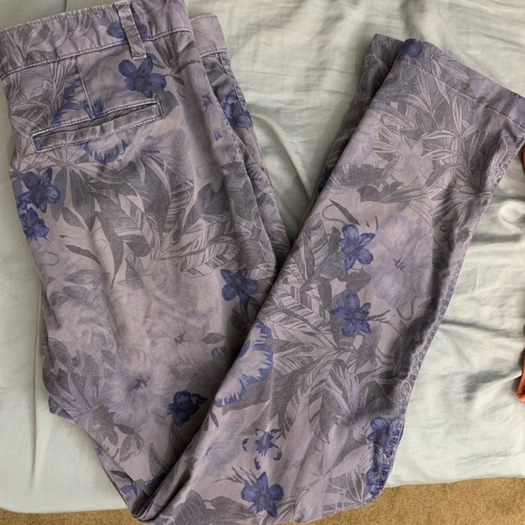 gap girlfriend chinos pants floral blue - Picture 1 of 4